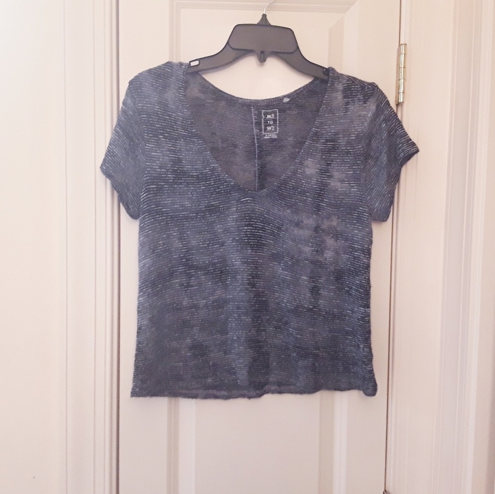 Womens sheer short sleeve multicolor top, sz XS